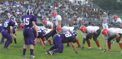 CF quarterback Tim Batty sets to lead the Blue Devils during the 23 point second quarter in Norwich.